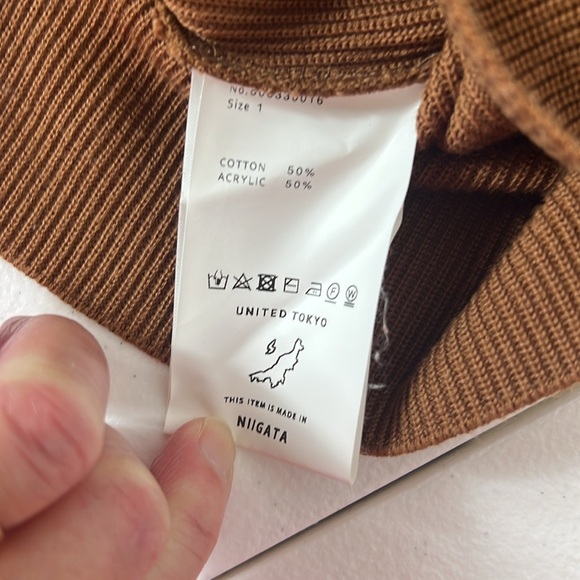 United Tokyo Knitwear Sz Small Sweater Brown Crew Neck - Picture 7 of 8